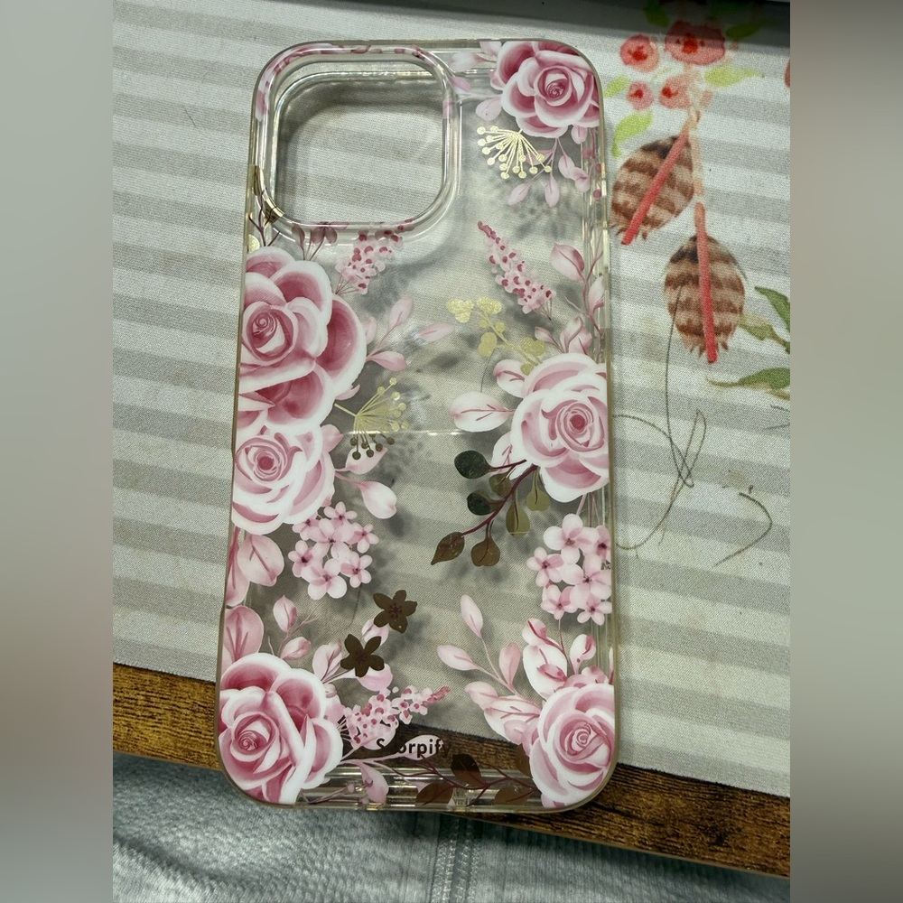 Floral Pink Clear Phone Case by scorpify. Apple iPhone 16 pro max